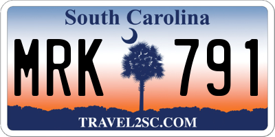 SC license plate MRK791