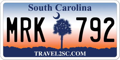 SC license plate MRK792