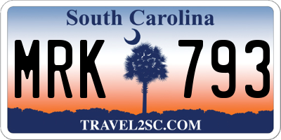 SC license plate MRK793