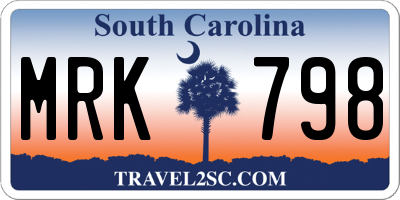 SC license plate MRK798
