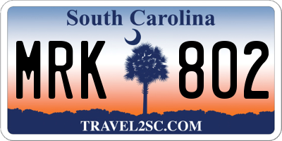 SC license plate MRK802
