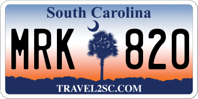 SC license plate MRK820
