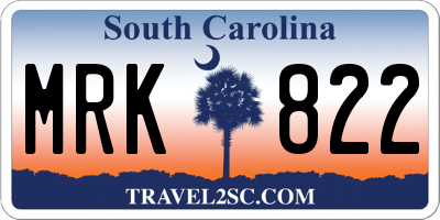 SC license plate MRK822