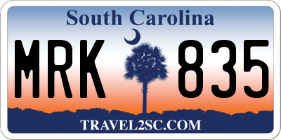 SC license plate MRK835
