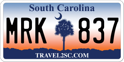 SC license plate MRK837