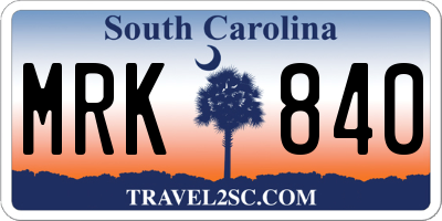 SC license plate MRK840