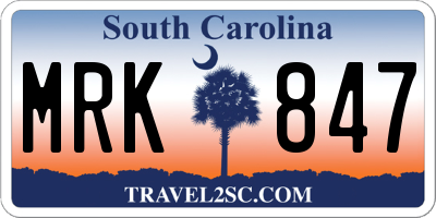 SC license plate MRK847