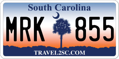 SC license plate MRK855