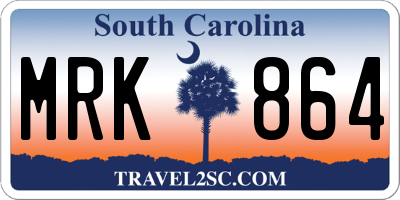 SC license plate MRK864