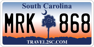 SC license plate MRK868