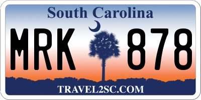 SC license plate MRK878
