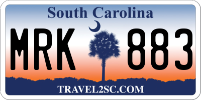 SC license plate MRK883