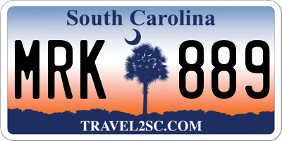 SC license plate MRK889