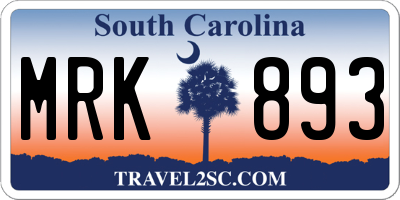 SC license plate MRK893