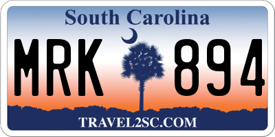 SC license plate MRK894