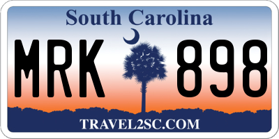 SC license plate MRK898