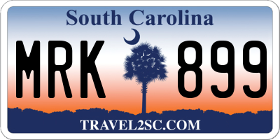 SC license plate MRK899