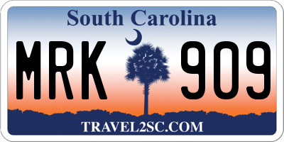 SC license plate MRK909