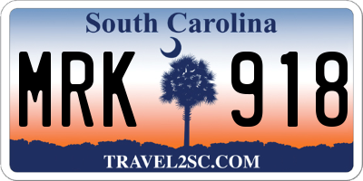 SC license plate MRK918