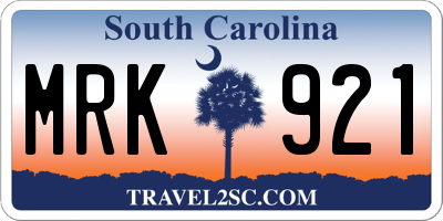 SC license plate MRK921