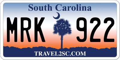 SC license plate MRK922