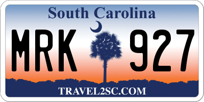 SC license plate MRK927