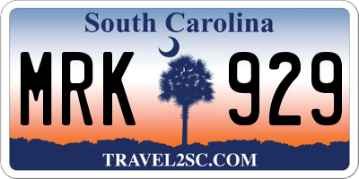 SC license plate MRK929