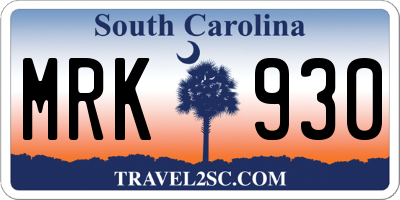 SC license plate MRK930