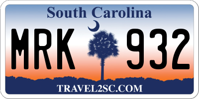 SC license plate MRK932