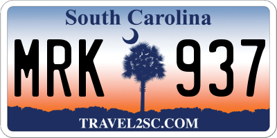 SC license plate MRK937