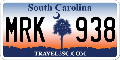 SC license plate MRK938