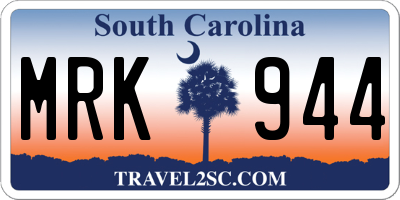SC license plate MRK944