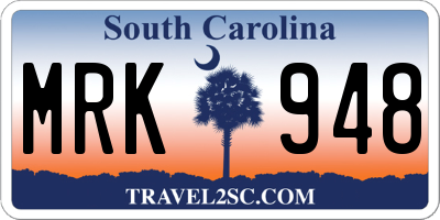 SC license plate MRK948