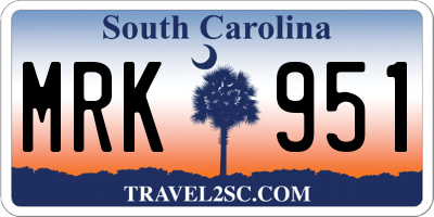 SC license plate MRK951