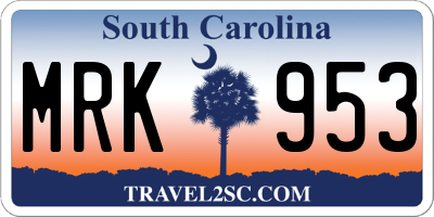 SC license plate MRK953