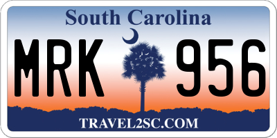 SC license plate MRK956