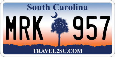 SC license plate MRK957