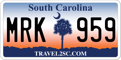 SC license plate MRK959