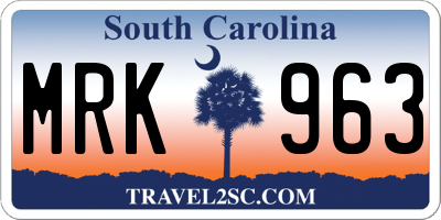 SC license plate MRK963