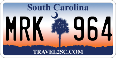 SC license plate MRK964