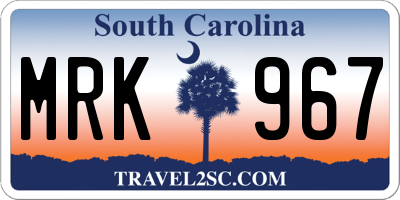 SC license plate MRK967