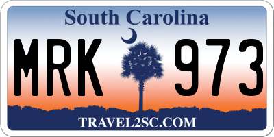 SC license plate MRK973