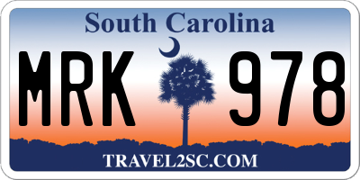 SC license plate MRK978