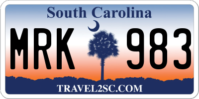 SC license plate MRK983