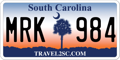 SC license plate MRK984