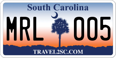 SC license plate MRL005