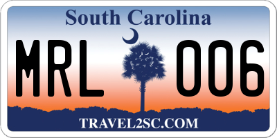 SC license plate MRL006