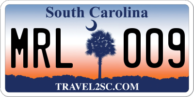 SC license plate MRL009