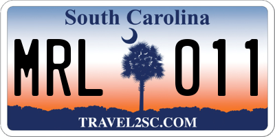 SC license plate MRL011