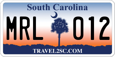 SC license plate MRL012
